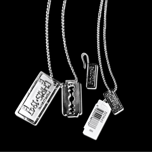 Vintage Dior John Galliano Silver Logo Ball Chain Razor Blade Dog Tag Necklace - Picture 3 of 16
